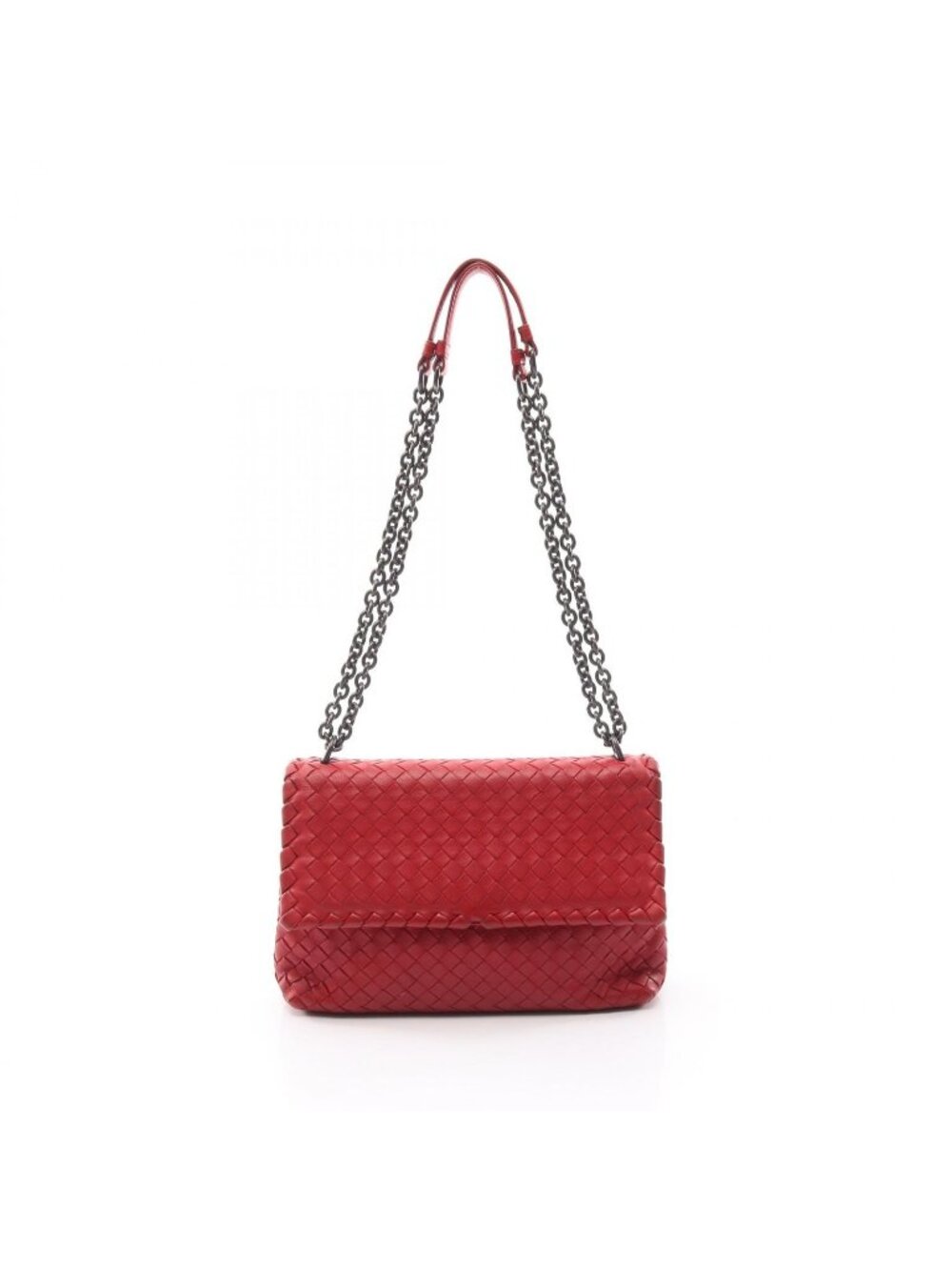 Bottega Veneta Shoulder Bag Small Limpia Red Leather Intrecciato